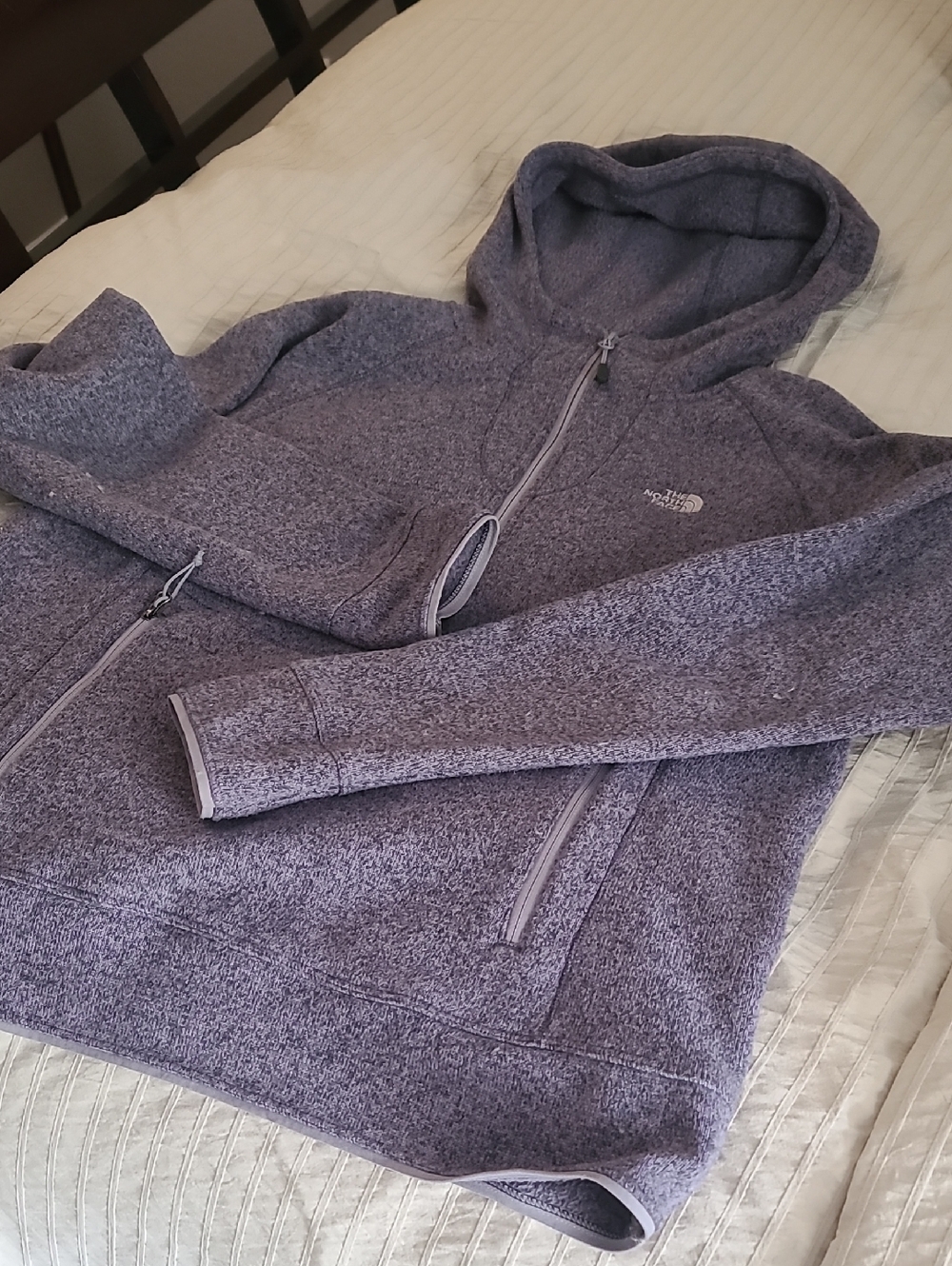 The North Face Heather Purple Hooded Fleece Jacket